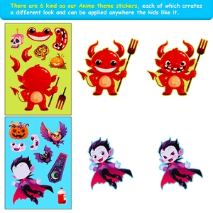 Détails des autocollants d'Halloween avec personnages de diables et vampires à assembler
