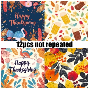 Detalles de 12 papeles decorativos para scrapbooking de Acción de Gracias con pavos