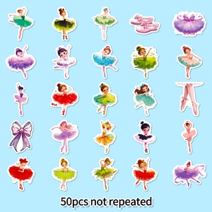 Détail de 50 autocollants de danseuses de ballet colorés et non répétitifs en vrac