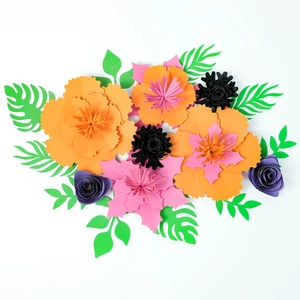 Handmade 3D Paper Flowers For Halloween Party Wall Decoration DIY Origami Floral Backdrop Ornaments For Home Event Supplies