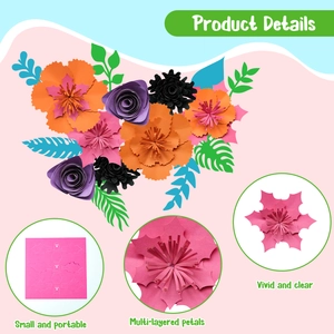 Handmade paper flower wall decoration set with colorful petals for party backdrop and DIY decor