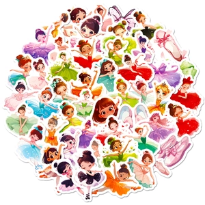 Lot de 50 autocollants de ballet pour filles imperméables en PVC pour ordi et téléphone