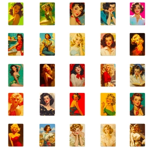 50 μοναδικά vintage αυτοκόλλητα pin-up κορίτσια με ρετρό εικονογραφήσεις για διακόσμηση