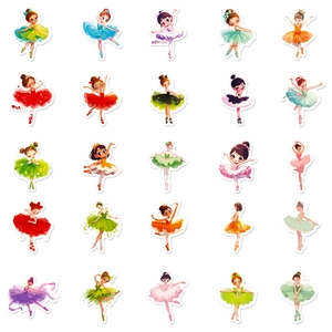 50 autocollants vintage de ballerine pour portable, décalcomanies colorées et étanches