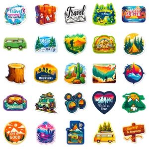 Set of 25 waterproof outdoor adventure stickers for helmets, skateboards and travel gear