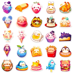 50 autocollants mignons d'animaux et de nourriture avec des designs créatifs de lapins