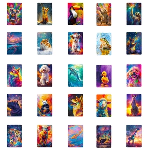 50pcs Aurora colorful animal stickers featuring vibrant starry sky graffiti designs