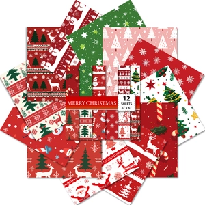 Christmas Scrapbook Paper Pad Multicolor Snowflake Reindeer Snowman Patterns For DIY Journaling Crafting Background Paper