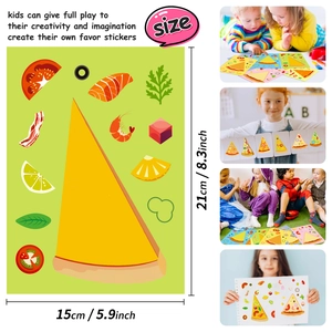 DIY pizza sticker set for kids with diverse toppings, size 15x21cm for creative handcrafting
