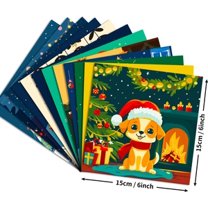 12-pack 6-inch Christmas scrapbooking paper with festive cartoon patterns for DIY crafts