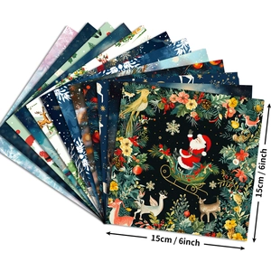 Christmas scrapbook paper set with reindeer and snowflake patterns, 6x6 inch square size
