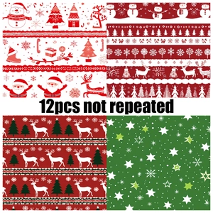 Christmas scrapbook paper set featuring 12 unique patterns of snowmen and santas
