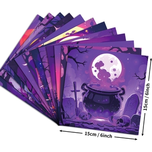 Set de papeles decorativos de Halloween de 15cm con calderos de brujas y tumbas oscuras