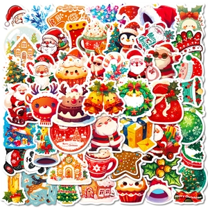 Waterproof Christmas Stickers PVC Decals For Laptop Water Bottle Luggage Santa Claus Reindeer Snowflake Festive Tree Stickers