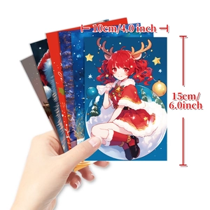 50er-Set Weihnachtskarten mit Anime-Schneemann- und Rentier-Motiven, Format 10x15cm