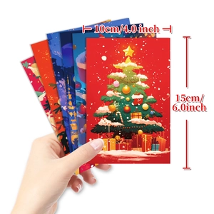 50er Pack Weihnachtskarten mit festlichen Baum- und Rentier-Motiven, Größe 10x15 cm