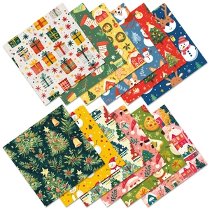 Détail de 12 feuilles de papier scrapbooking de Noël avec motifs bonhomme de neige et cerf