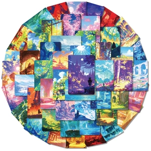 Pegatinas de Ilustración de Paisaje Estético Calcomanías Decorativas Impermeables para Maleta Botella de Agua Diario Computadora Portátil Scrapbooking