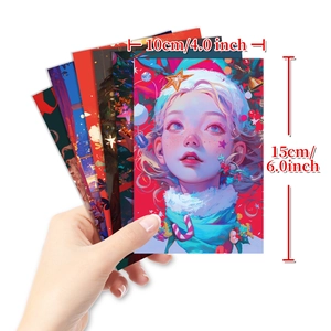 Lot de 50 cartes de décoration de Noël avec illustrations festives de filles animées