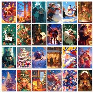 Lot de 24 cartes décoratives de Noël avec Père Noël, rennes et flocons de neige