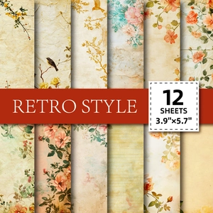 Vintage Scrapbook Paper Pack Retro Floral Botanical Background Paper For DIY Journaling Crafting Scrapbooking Supplies
