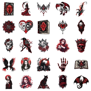 50 Gotik Totenkopf und dunkle Satan Katze Aufkleber für Laptop und Handyhülle Deko