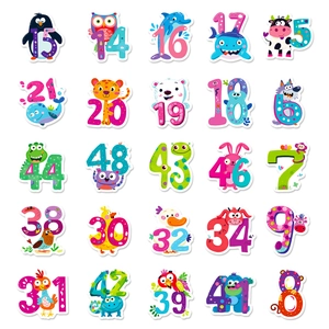 50pcs educational cartoon animal number stickers for kids DIY stationery decoration