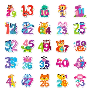 50pcs educational cartoon number animal stickers for kids DIY stationery decoration