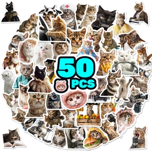 50 pieces of waterproof vinyl cat stickers for luggage and guitar decoration