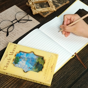 Carnet de notes Monet couverture rigide avec Femme à l'ombrelle et pages lignées