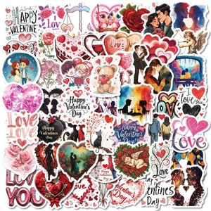 50 autocollants de la Saint Valentin avec des motifs romantiques pour cadeaux et déco