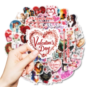 Set de 50 stickers de la Saint-Valentin en forme de cœur pour décoration romantique