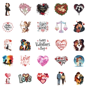 Lot de 50 autocollants cœur pour la Saint-Valentin, déco mariage et gourdes