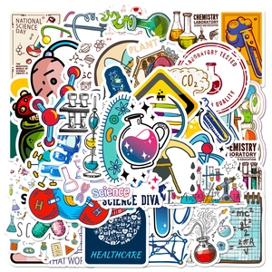 Adesivi in PP Impermeabili a Tema Laboratorio Scientifico per Studenti Educazione Creativa Graffiti DIY Notebook Laptop Scrapbooking