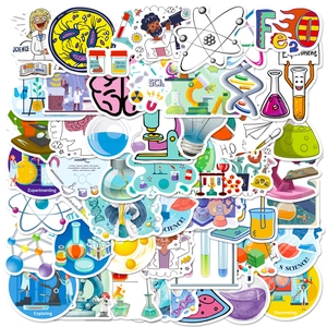 Cartoon Science Lab Stickers Chemistry Biology Physics Laboratory Waterproof Vinyl Decals For Water Bottle Laptop Kids Gift