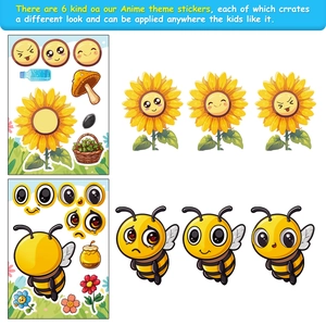 6-pack insect and flower DIY face-changing puzzle stickers for kids creative expression