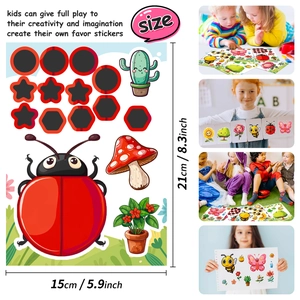DIY cartoon insect puzzle stickers for kids, 15x21cm creative educational decals