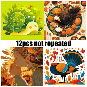 Set di 12 carte decorative uniche per scrapbooking a tema raccolto autunnale