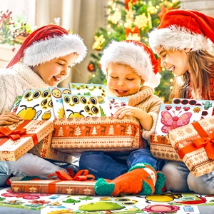 Kids DIY cartoon insect stickers as Christmas gifts for creative handmade activities