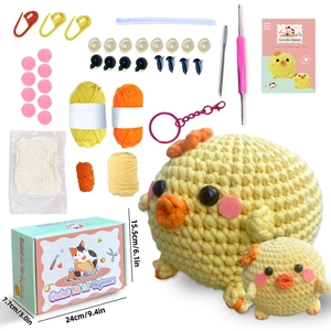 Kit de crochet pour débutants poussins jaunes avec fil et accessoires complets inclus