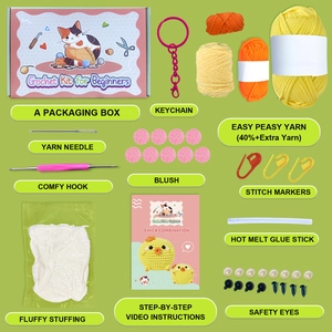 Kit de crochet pour deux poussins mignons avec fils, outils et tutoriel vidéo inclus