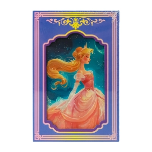 Three-fold princess notebook with golden crown and pink gown illustration