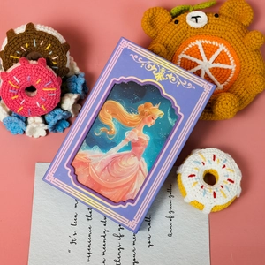 Blue and gold fairy tale notebook set with princess illustration and matching gift box