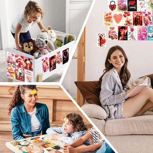 Detail view of Valentine's wall stickers used for home decor and DIY gift packaging