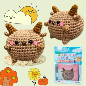 DIY Sheep Crochet Kit For Beginners Handmade Animal Material Set Including Yarn Hook Stuffing Instructions For Plush Toy Gift
