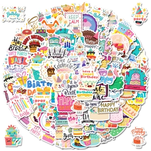Pegatinas Decorativas de Dibujos Animados con Tema de Cumpleaños Etiquetas de Regalo Impermeables para Pastel Globo para Álbum de Recortes DIY Tarjeta de Felicitación Fiesta Regalo Niños