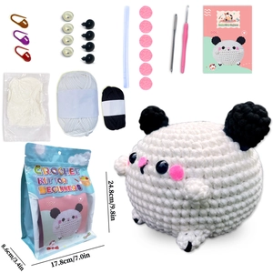 Kit de crochet pour débutants avec motif de chien mignon, laine et manuel en anglais