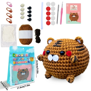 Kit de crochet tigre avec fils, outils et ornement fait main fini pour débutants