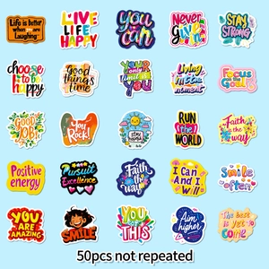 Pack of 50 waterproof English motivational stickers for DIY journals and creative decoration
