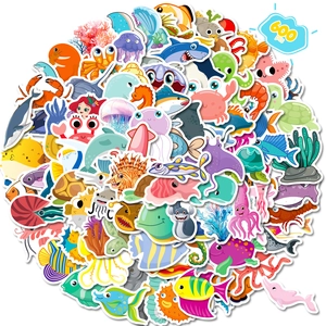 Detailed pile of 600 pieces colorful cartoon sea creature stickers for kids decoration